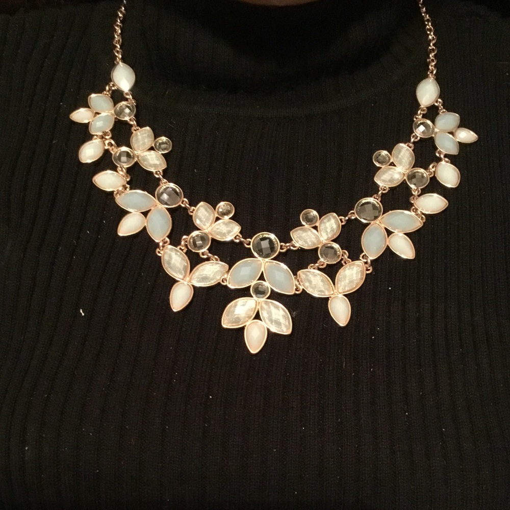 Formal Gold and Pale Blue Necklace